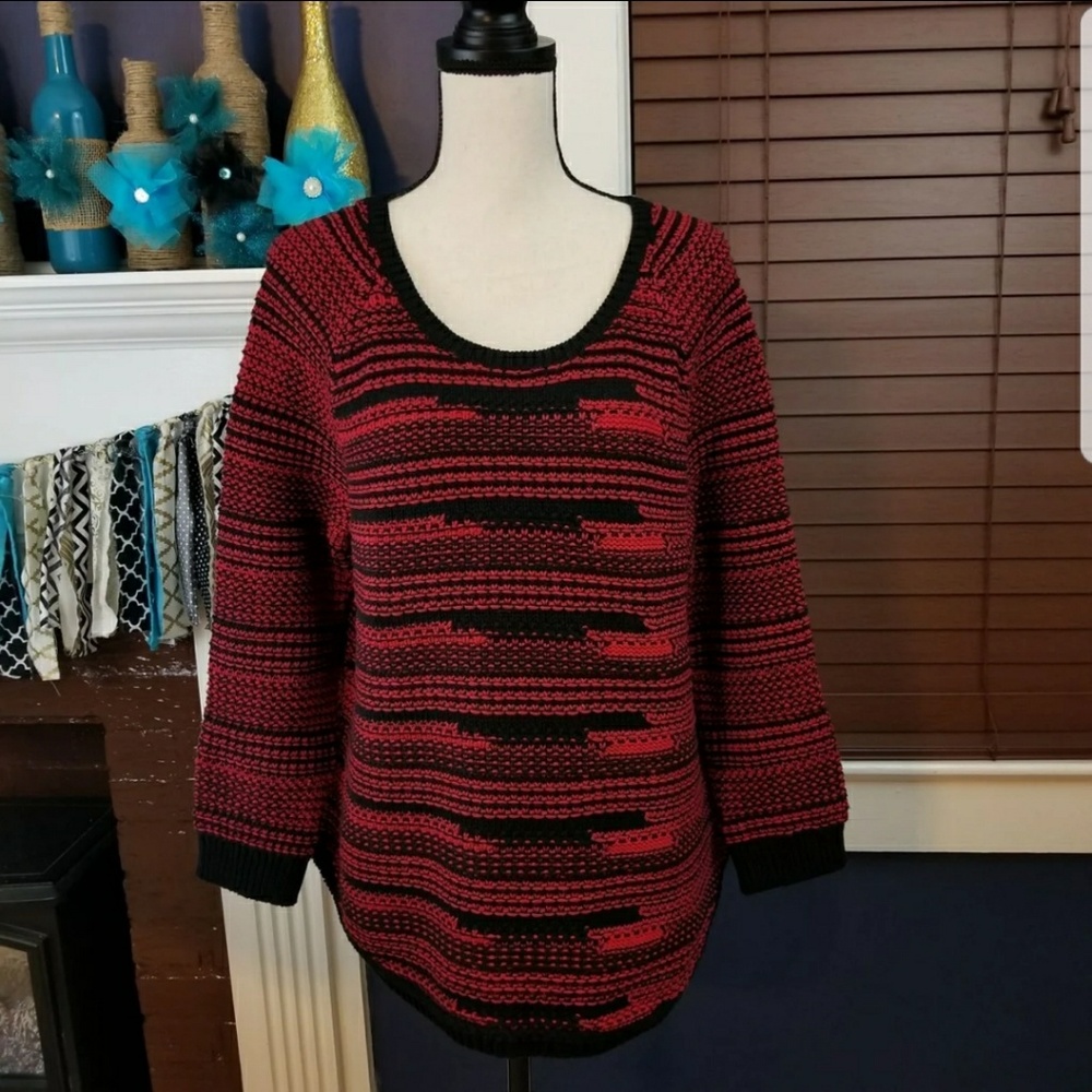 Thick black & red sweater